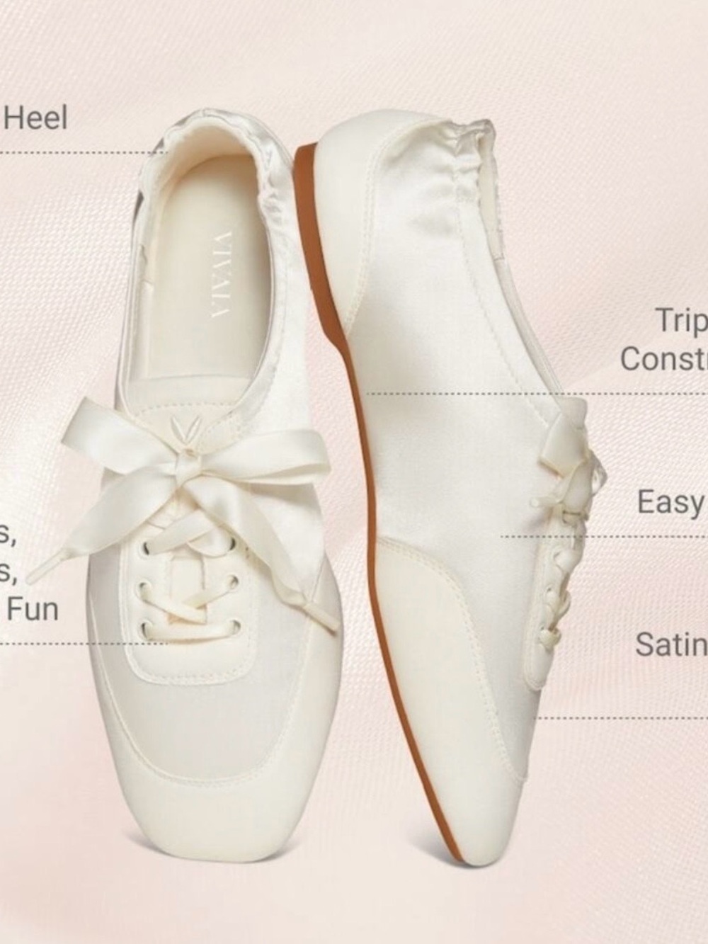 Vivaia Cristina Sneakerina Women's Cream Lace-Up Sneakers size 8 EU39. - Picture 8 of 11